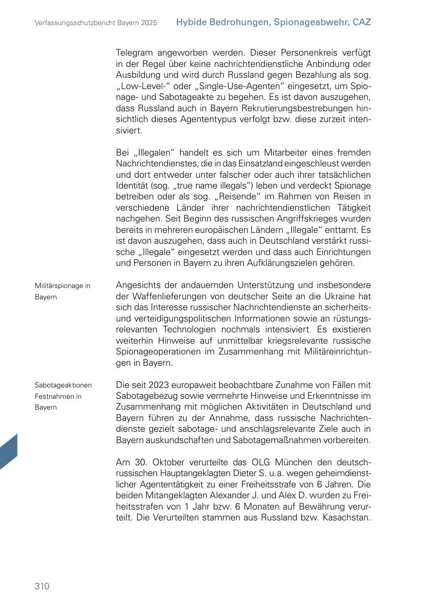 Seite 310 des Verfassungsschutzbericht 2025 Bayern