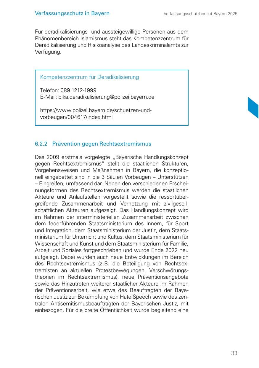 Seite 33 des Verfassungsschutzbericht 2025 Bayern