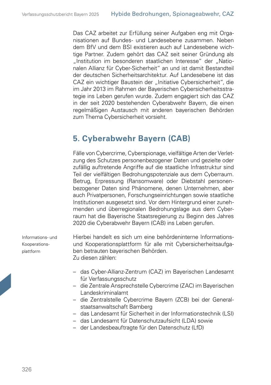 Seite 326 des Verfassungsschutzbericht 2025 Bayern