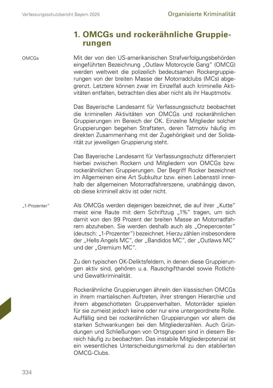 Seite 334 des Verfassungsschutzbericht 2025 Bayern