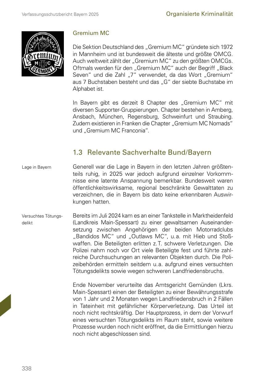Seite 338 des Verfassungsschutzbericht 2025 Bayern