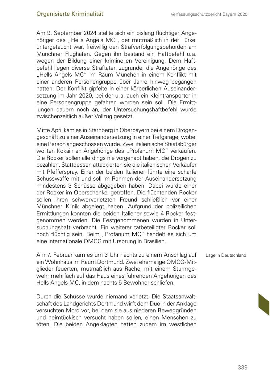 Seite 339 des Verfassungsschutzbericht 2025 Bayern