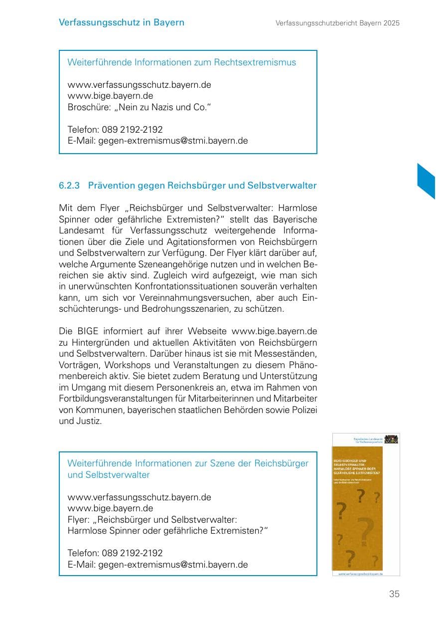 Seite 35 des Verfassungsschutzbericht 2025 Bayern