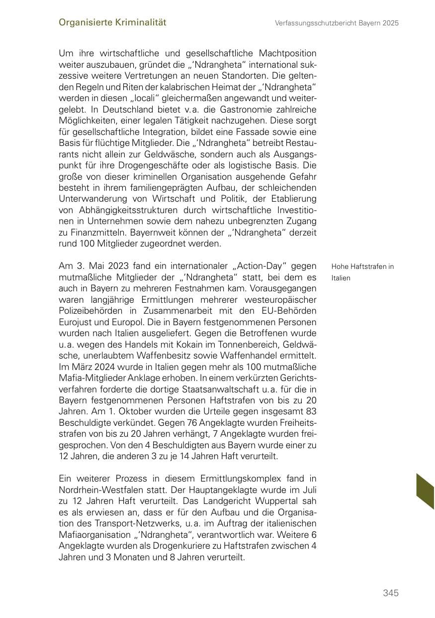 Seite 345 des Verfassungsschutzbericht 2025 Bayern