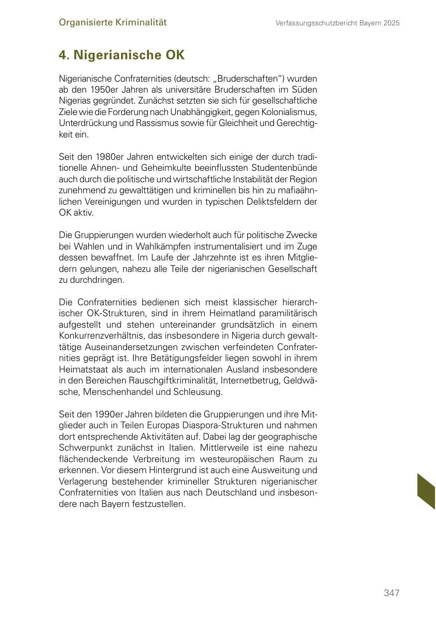 Seite 347 des Verfassungsschutzbericht 2025 Bayern