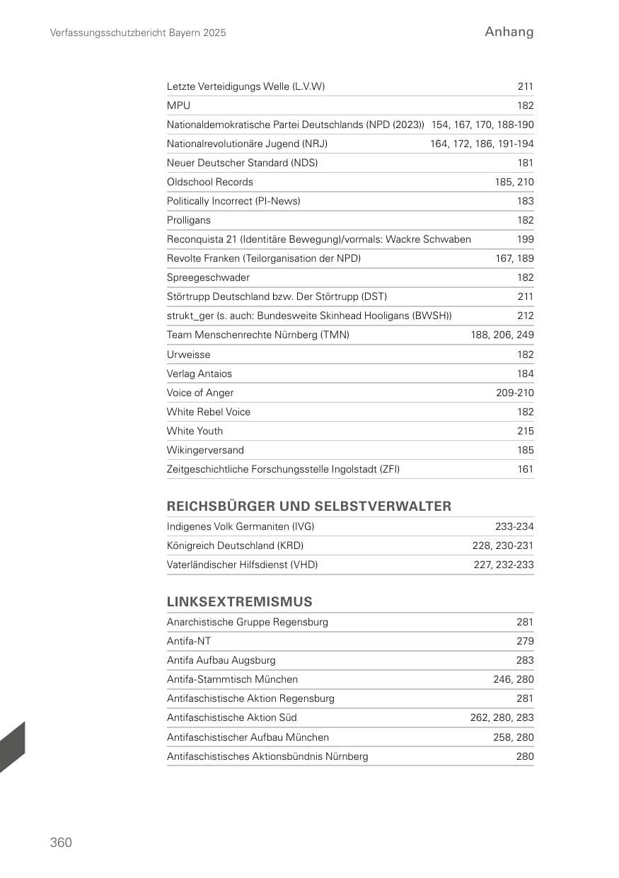 Seite 360 des Verfassungsschutzbericht 2025 Bayern