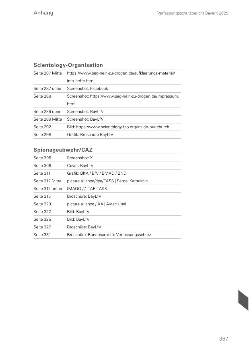 Seite 367 des Verfassungsschutzbericht 2025 Bayern