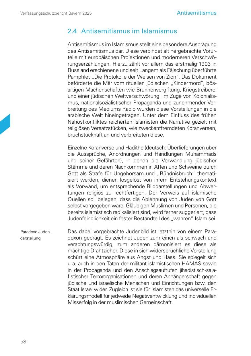 Seite 58 des Verfassungsschutzbericht 2025 Bayern