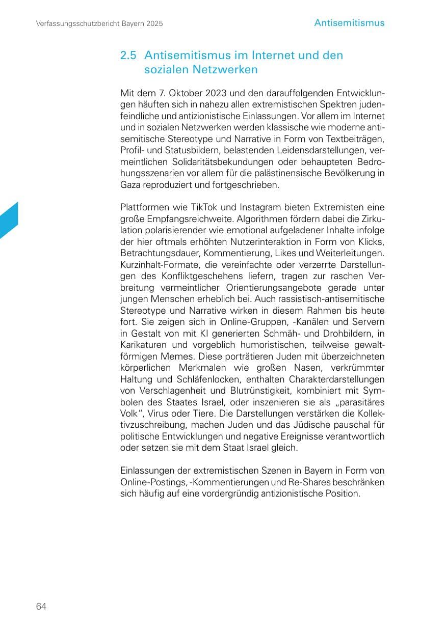 Seite 64 des Verfassungsschutzbericht 2025 Bayern