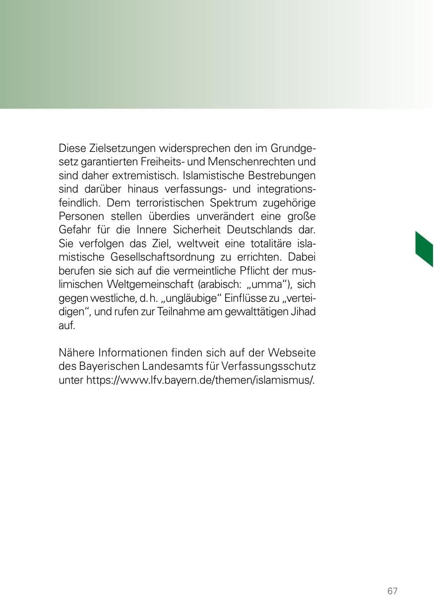 Seite 67 des Verfassungsschutzbericht 2025 Bayern