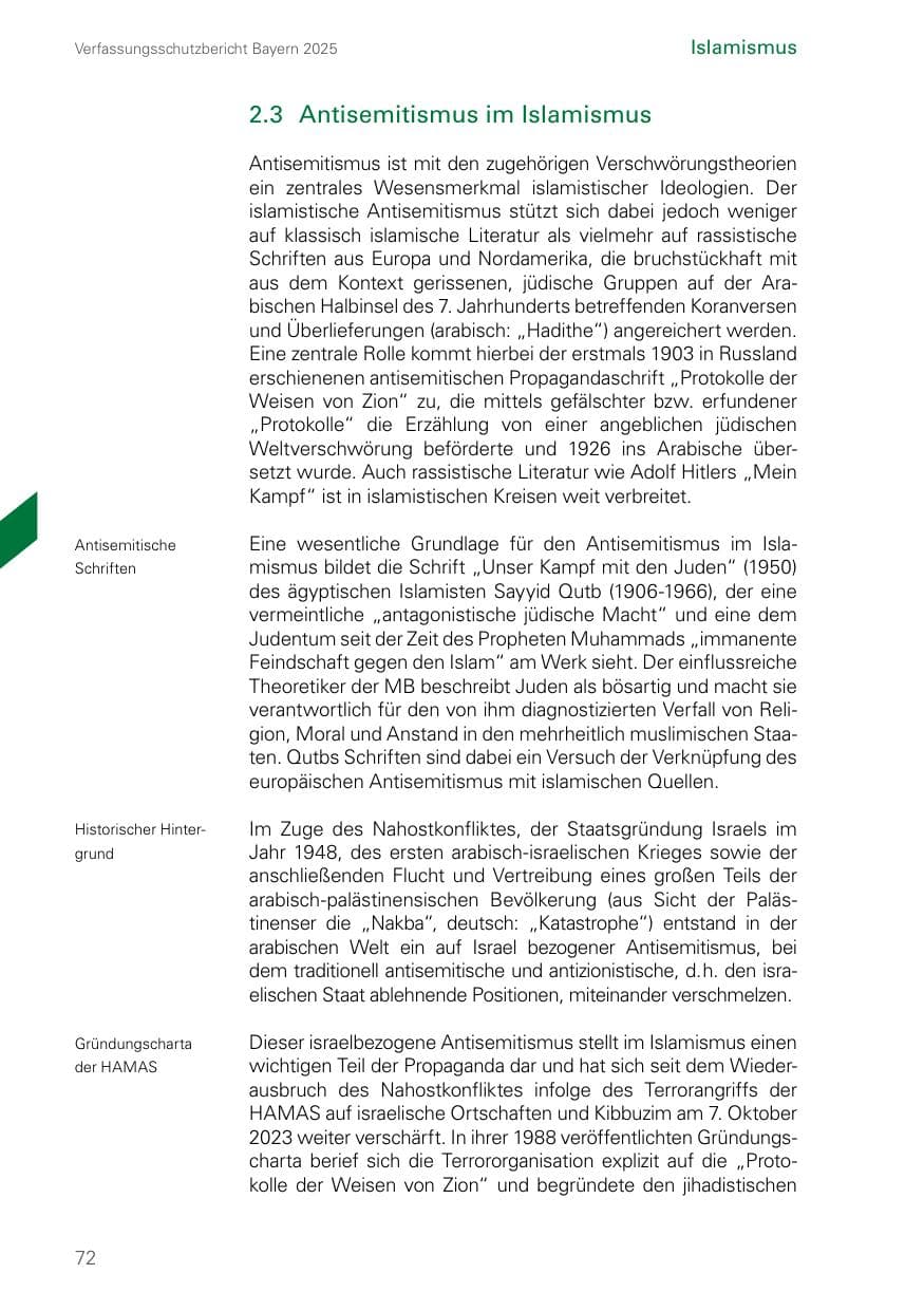 Seite 72 des Verfassungsschutzbericht 2025 Bayern