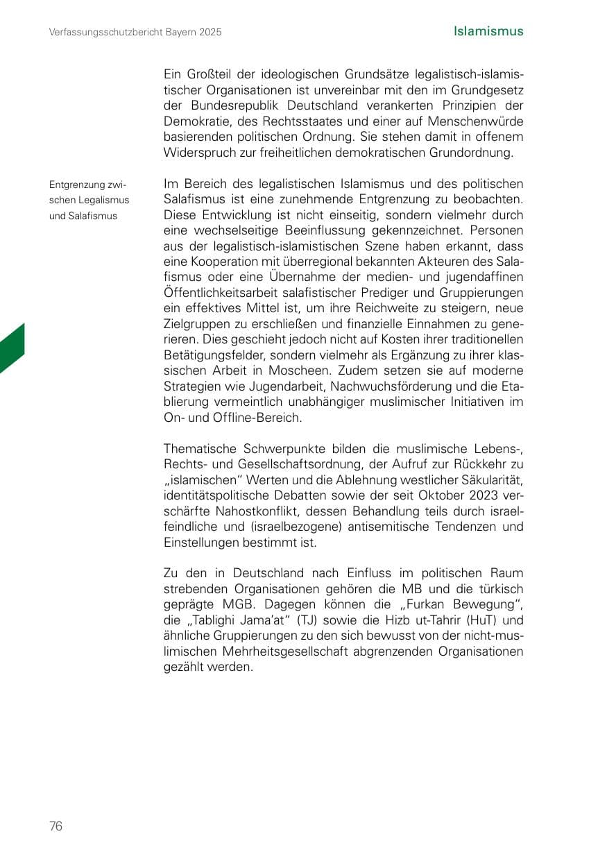 Seite 76 des Verfassungsschutzbericht 2025 Bayern