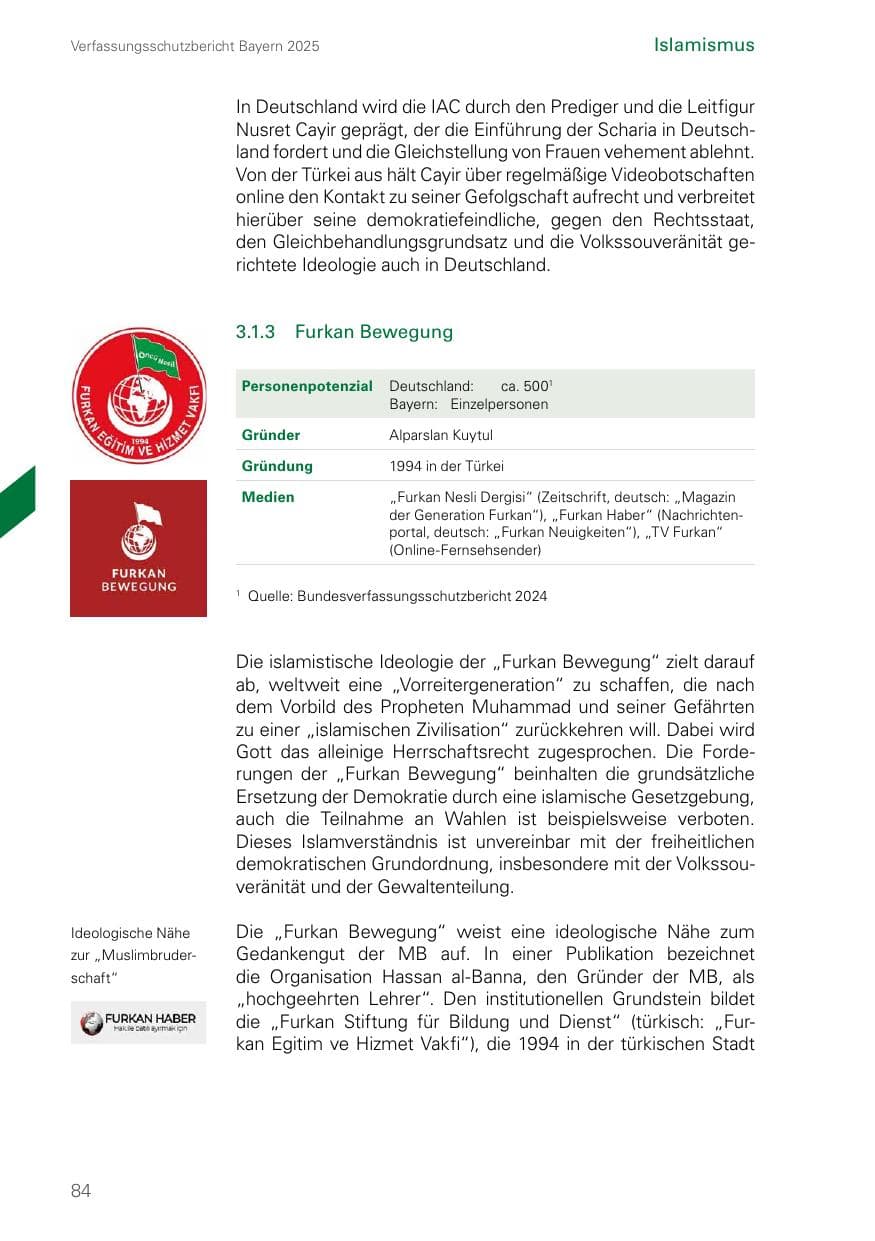 Seite 84 des Verfassungsschutzbericht 2025 Bayern