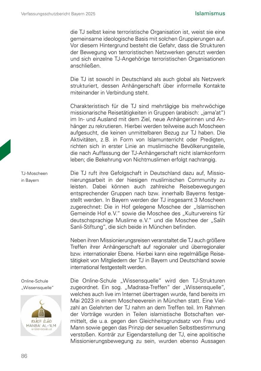 Seite 86 des Verfassungsschutzbericht 2025 Bayern