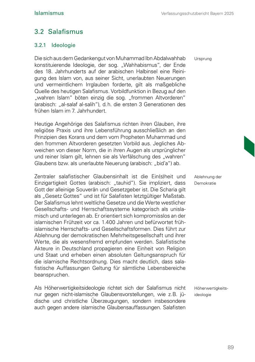 Seite 89 des Verfassungsschutzbericht 2025 Bayern
