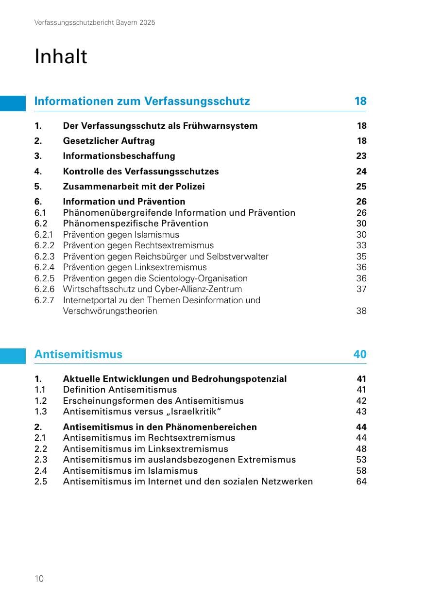 Seite 10 des Verfassungsschutzbericht 2025 Bayern