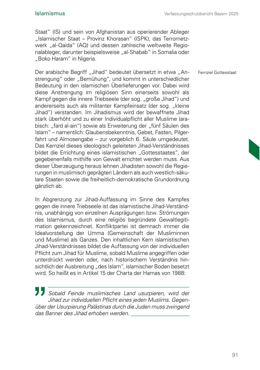 Seite 91 des Verfassungsschutzbericht 2025 Bayern