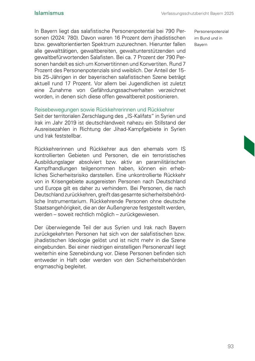 Seite 93 des Verfassungsschutzbericht 2025 Bayern