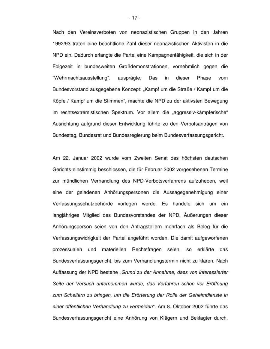 Seite 17 des Verfassungsschutzbericht 2003 Bremen
