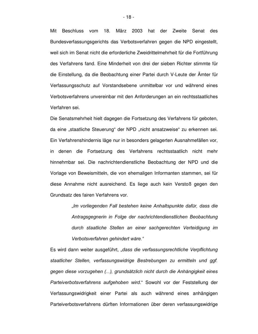 Seite 18 des Verfassungsschutzbericht 2003 Bremen