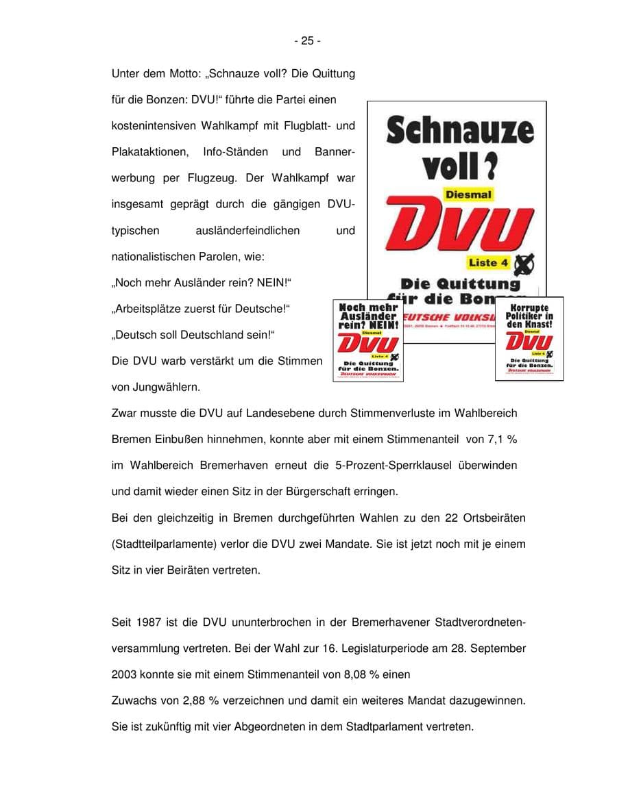 Seite 25 des Verfassungsschutzbericht 2003 Bremen