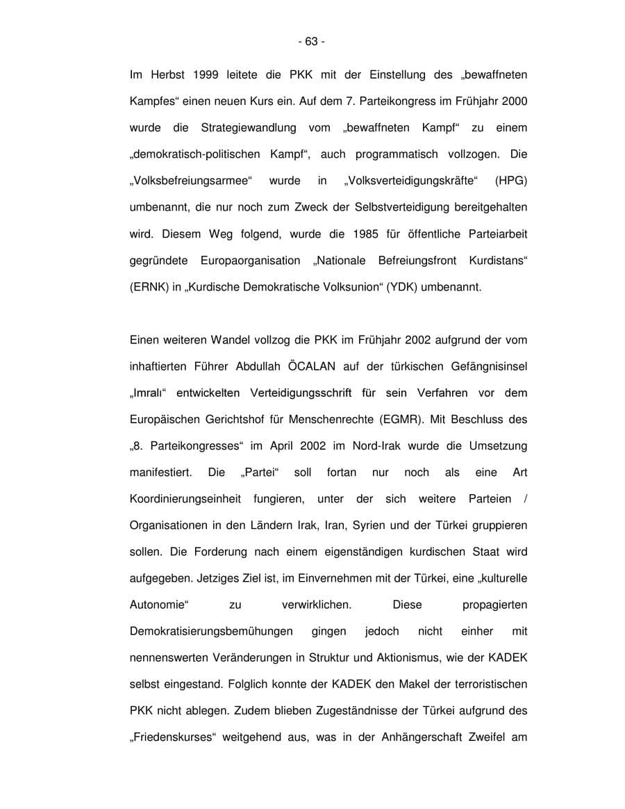 Seite 63 des Verfassungsschutzbericht 2003 Bremen