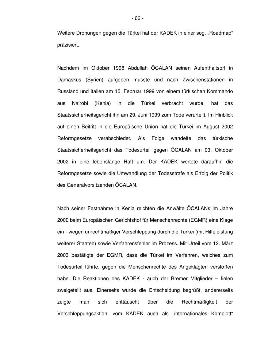 Seite 66 des Verfassungsschutzbericht 2003 Bremen