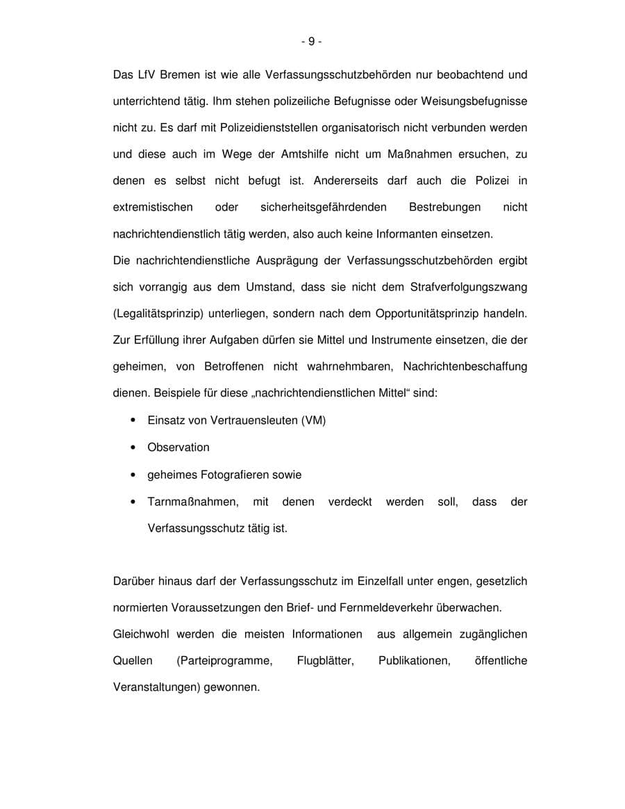 Seite 9 des Verfassungsschutzbericht 2003 Bremen