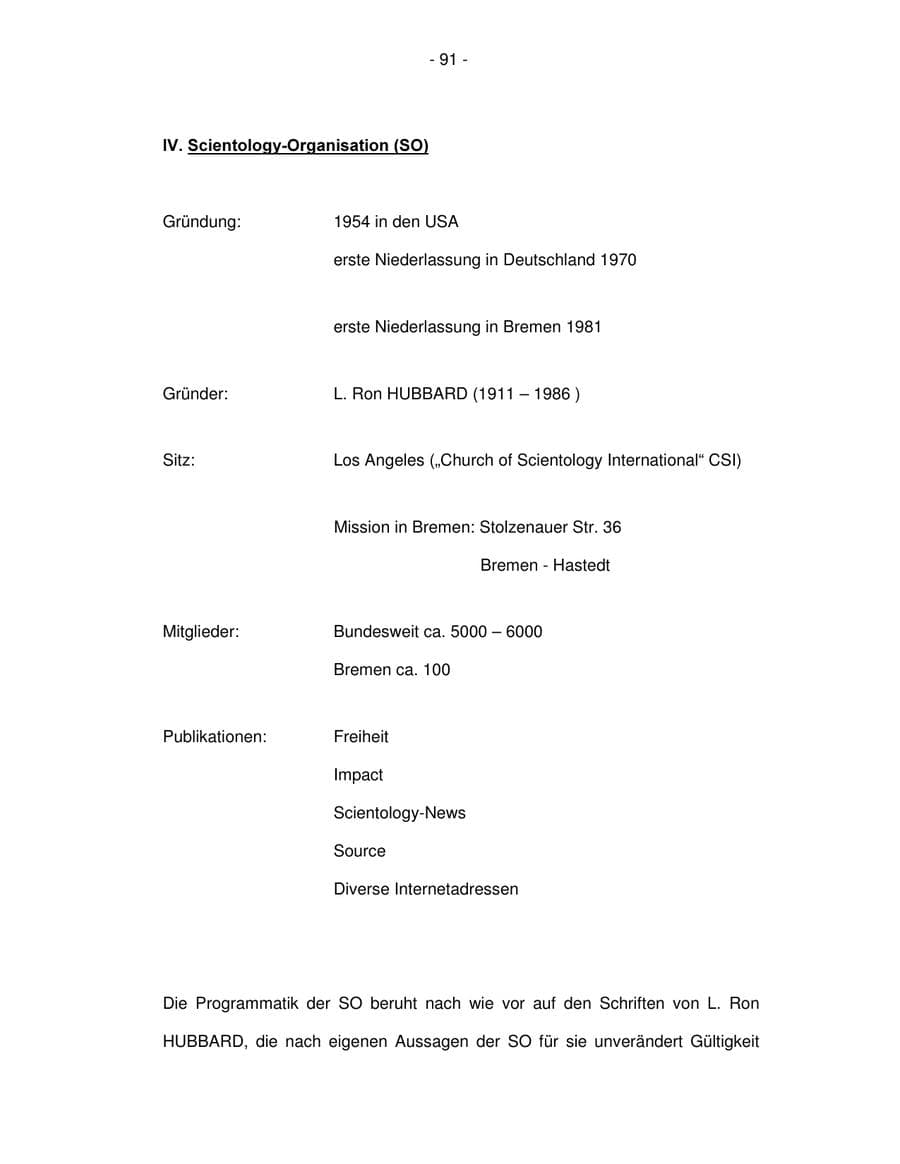 Seite 91 des Verfassungsschutzbericht 2003 Bremen