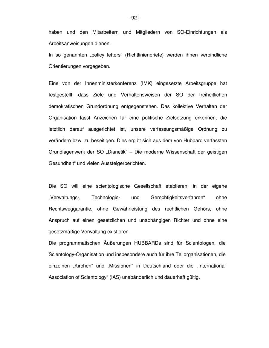 Seite 92 des Verfassungsschutzbericht 2003 Bremen