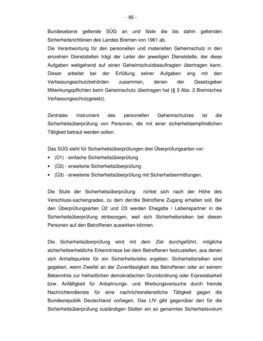 Seite 95 des Verfassungsschutzbericht 2003 Bremen