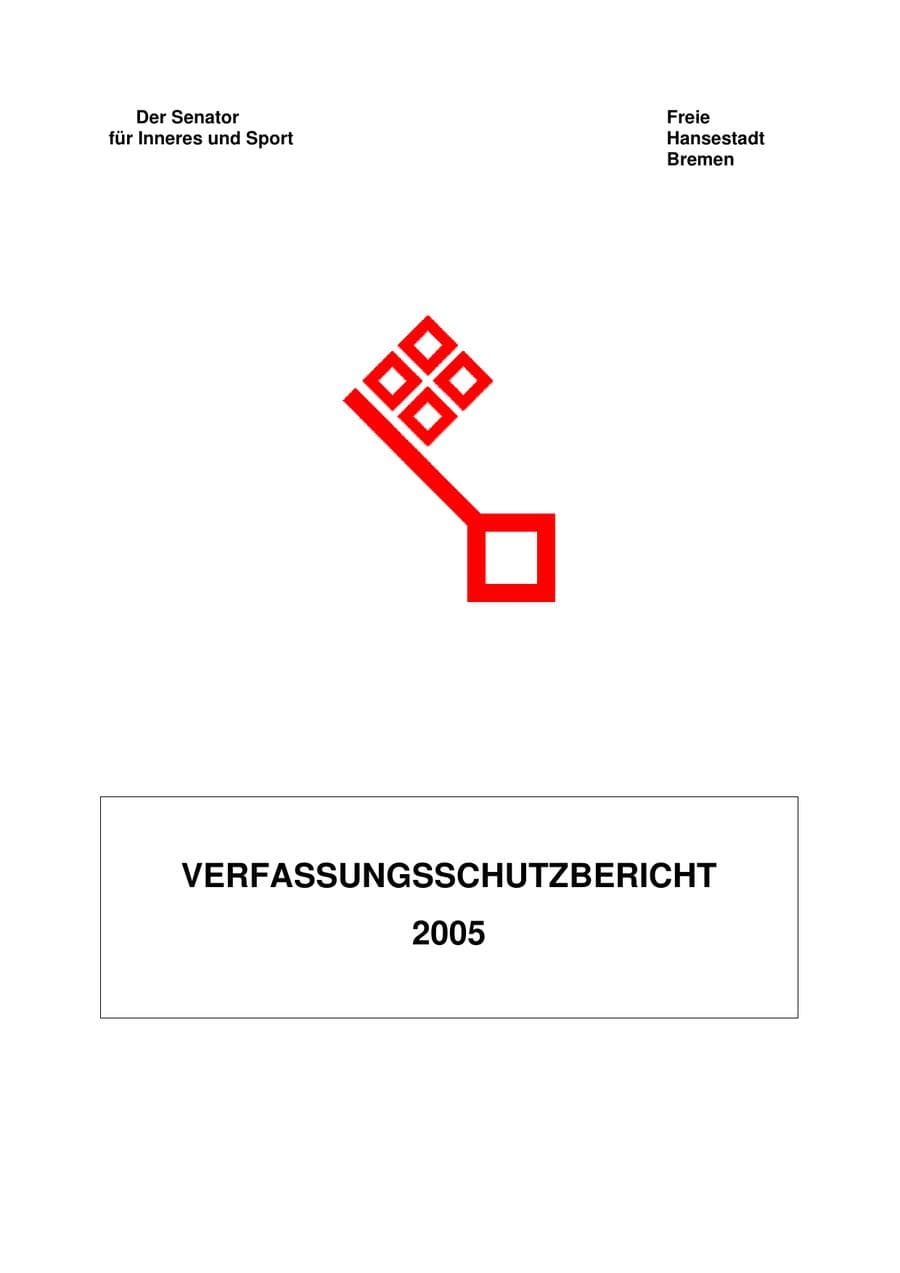 Seite 1 des Verfassungsschutzbericht 2005 Bremen