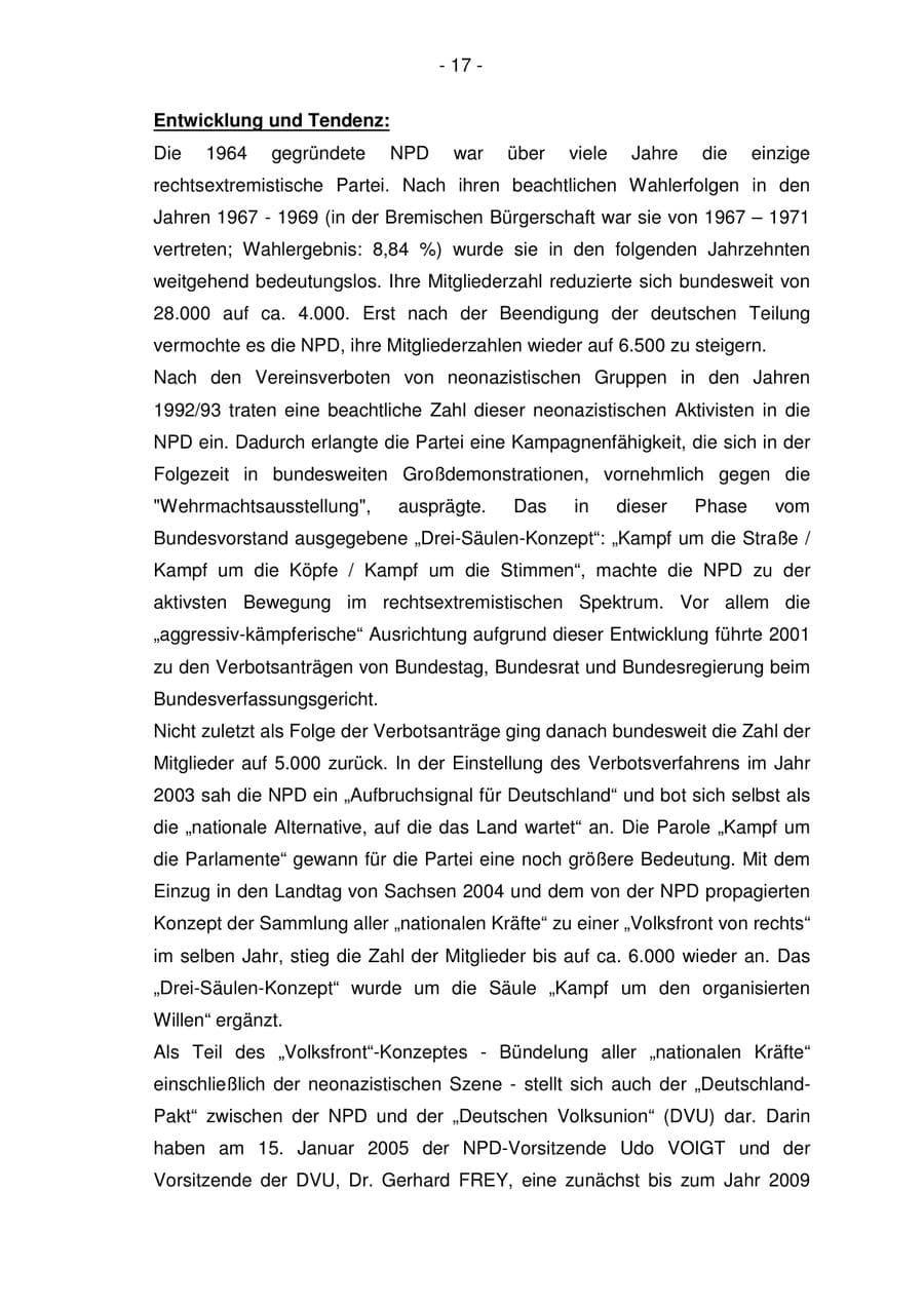 Seite 17 des Verfassungsschutzbericht 2005 Bremen