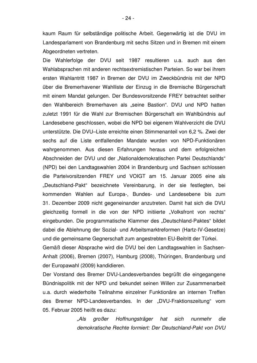 Seite 24 des Verfassungsschutzbericht 2005 Bremen