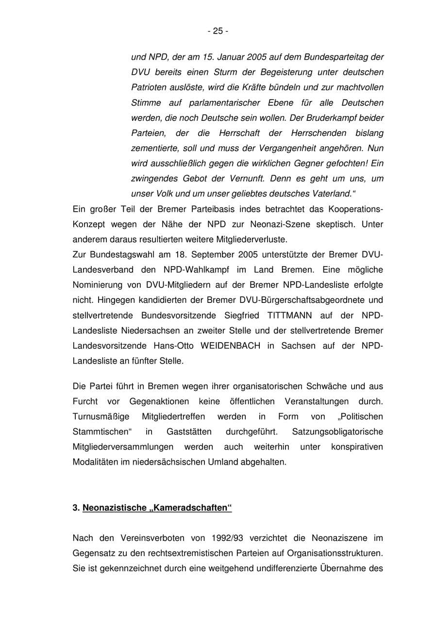 Seite 25 des Verfassungsschutzbericht 2005 Bremen