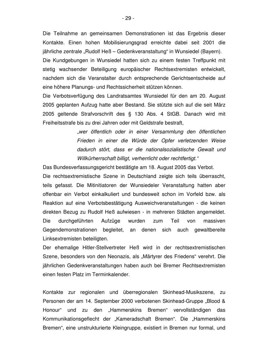 Seite 29 des Verfassungsschutzbericht 2005 Bremen
