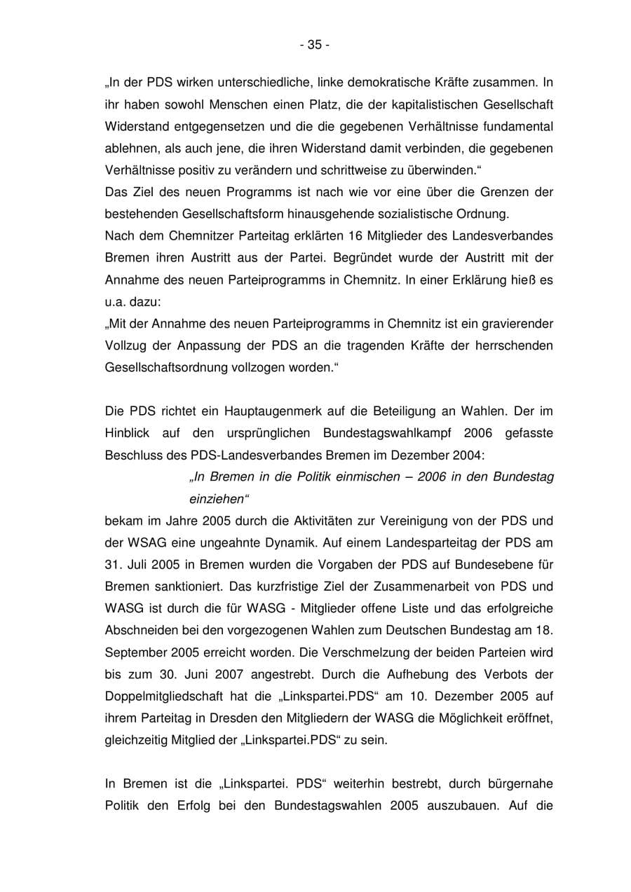 Seite 35 des Verfassungsschutzbericht 2005 Bremen