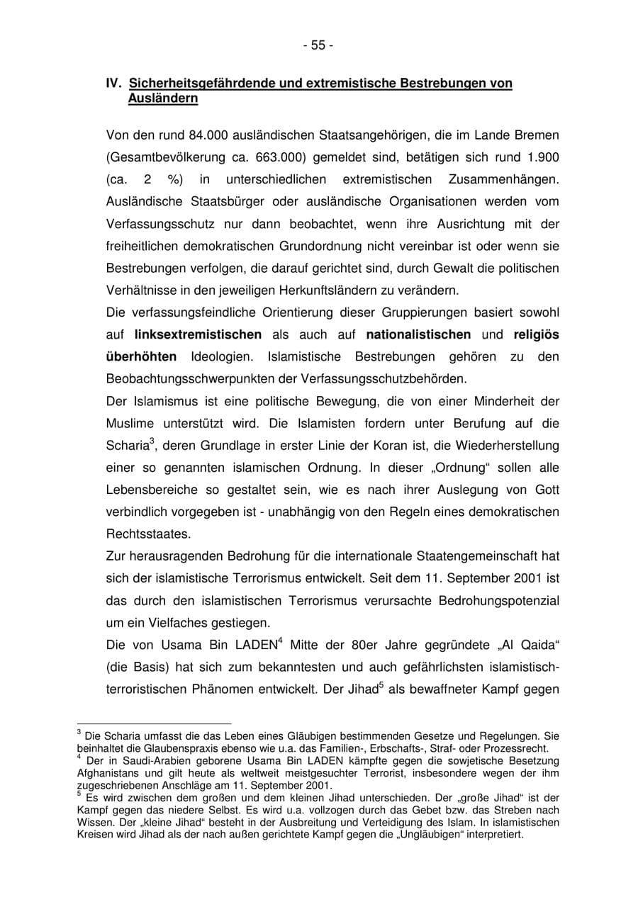 Seite 55 des Verfassungsschutzbericht 2005 Bremen