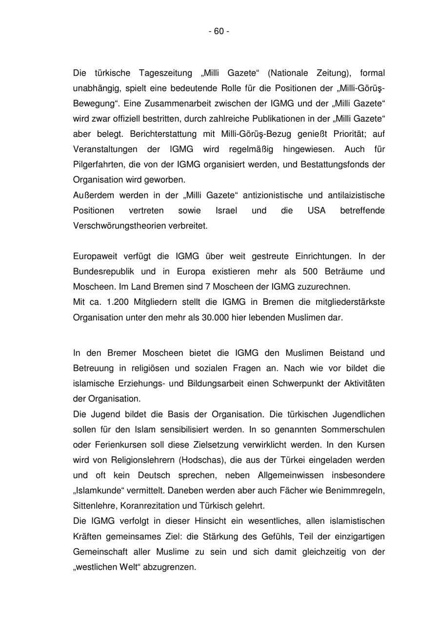 Seite 60 des Verfassungsschutzbericht 2005 Bremen