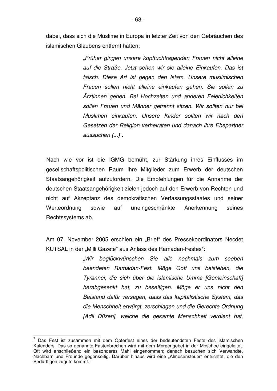 Seite 63 des Verfassungsschutzbericht 2005 Bremen