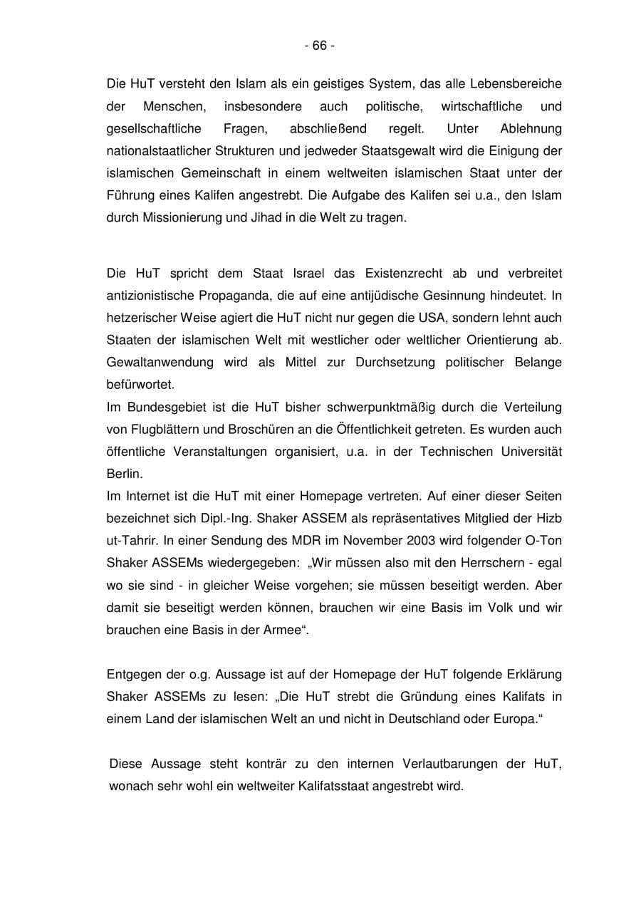 Seite 66 des Verfassungsschutzbericht 2005 Bremen