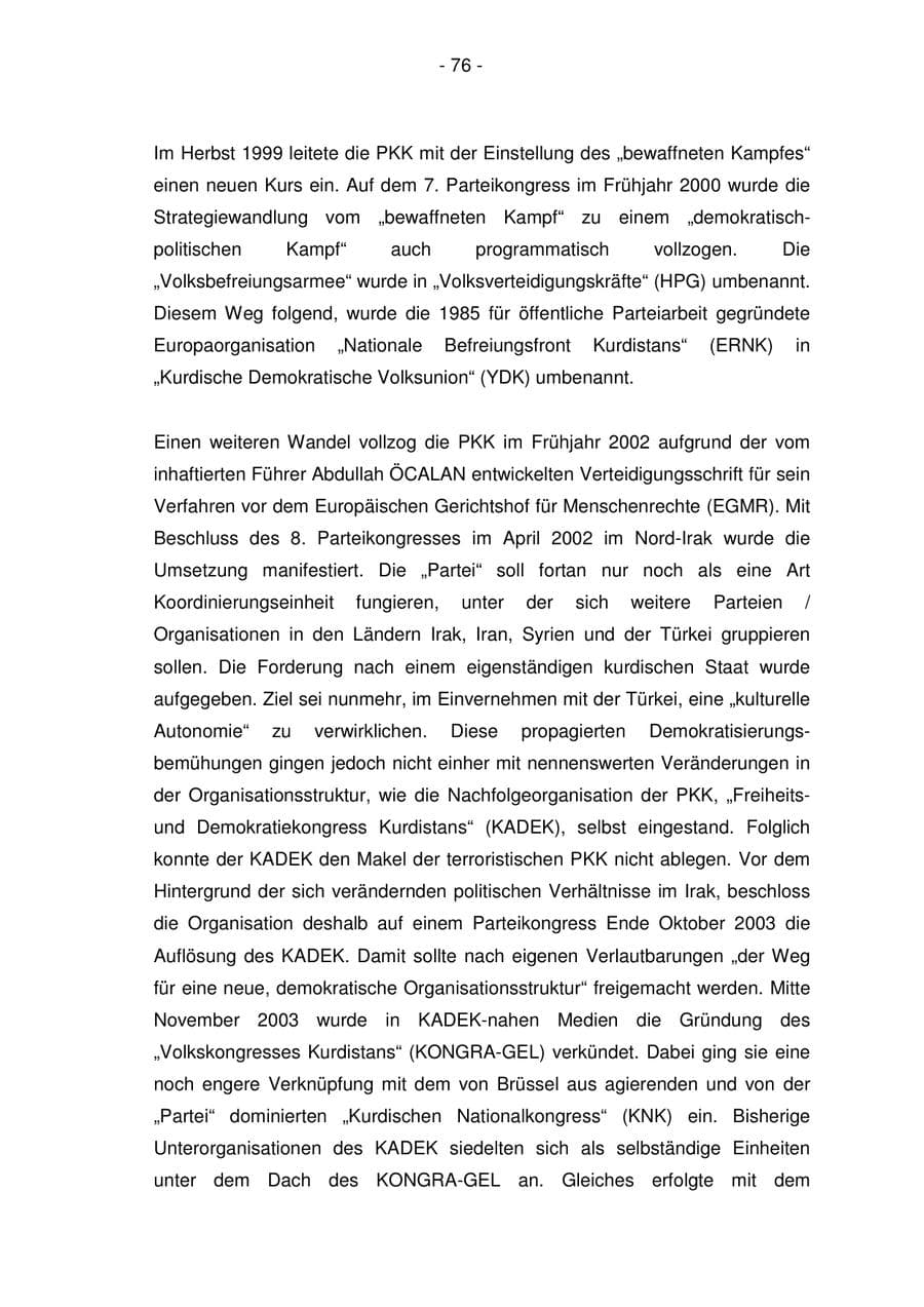 Seite 76 des Verfassungsschutzbericht 2005 Bremen