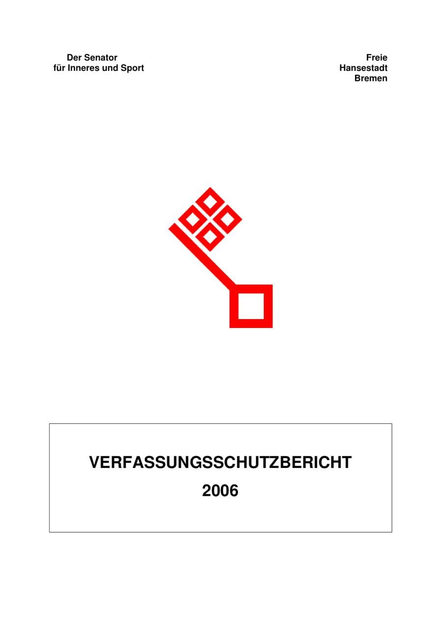Seite 1 des Verfassungsschutzbericht 2006 Bremen