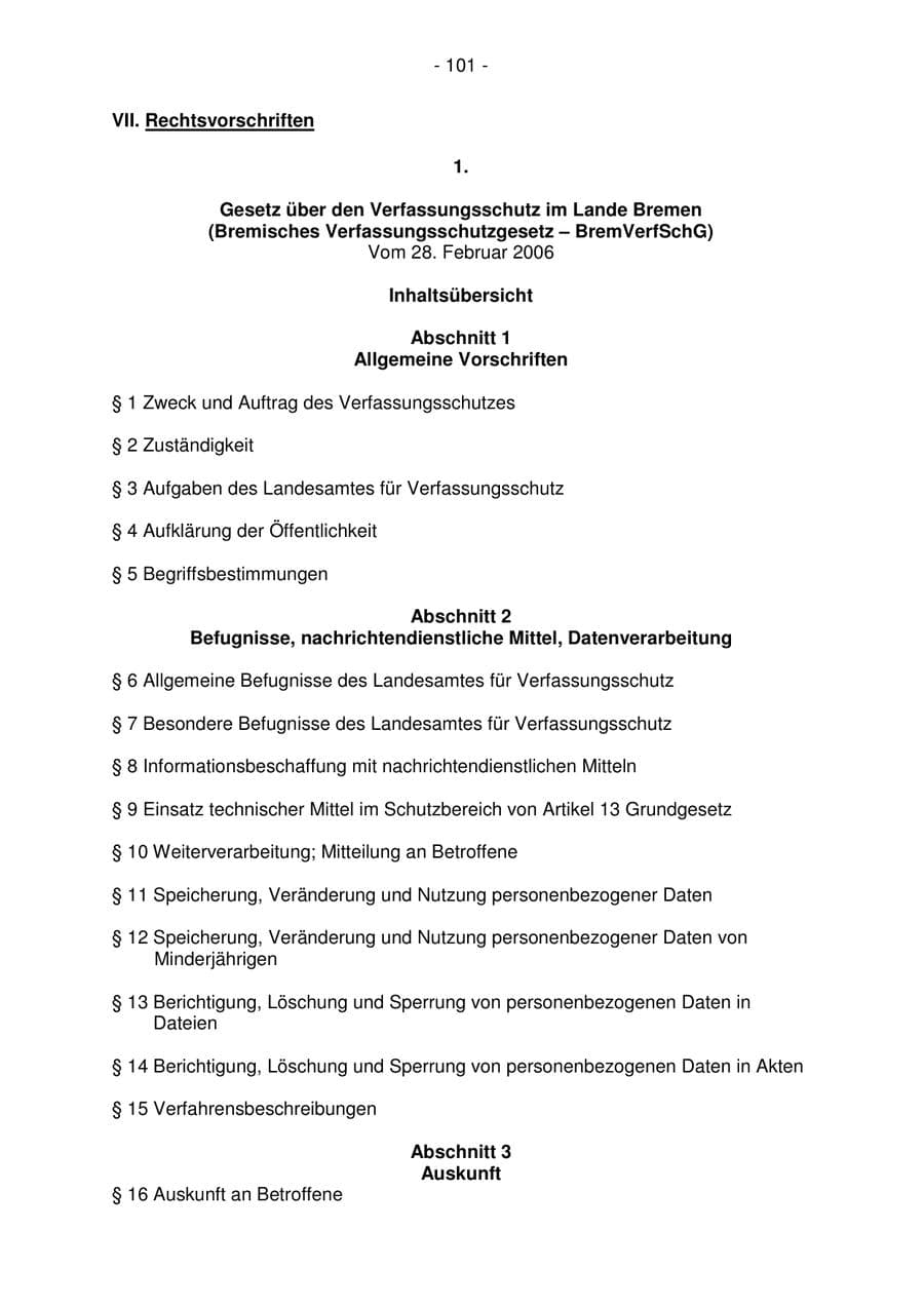 Seite 101 des Verfassungsschutzbericht 2006 Bremen