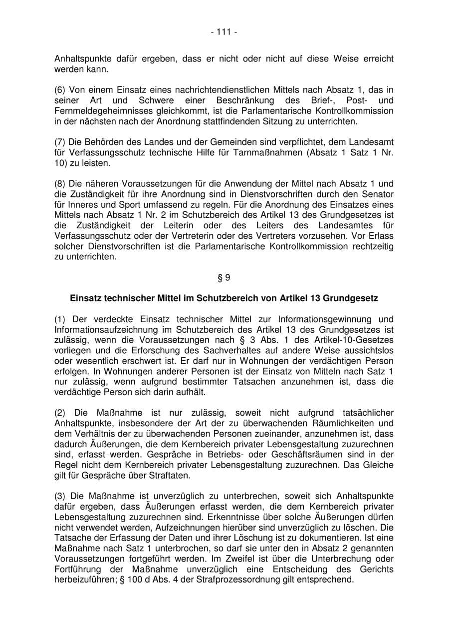 Seite 111 des Verfassungsschutzbericht 2006 Bremen