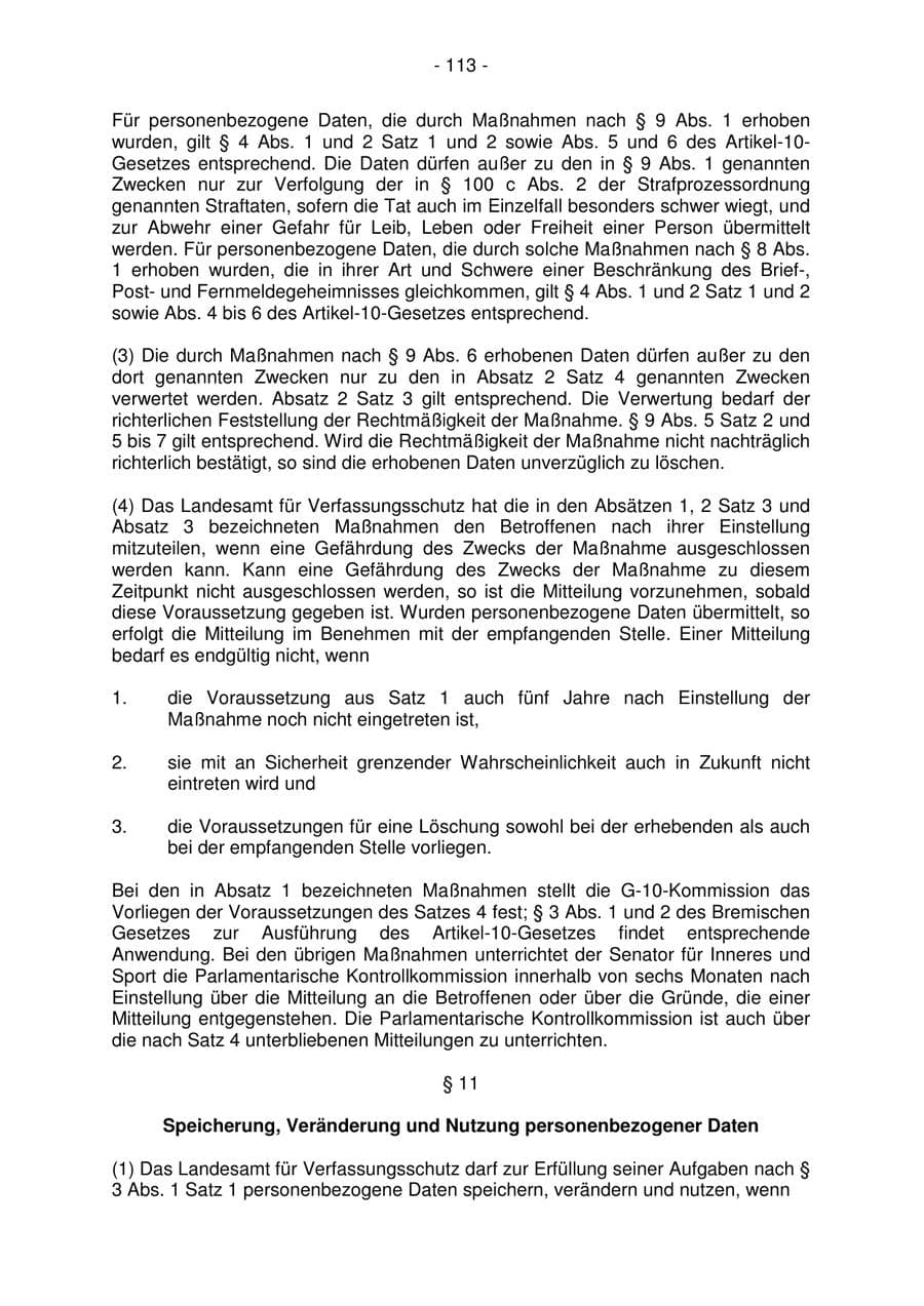 Seite 113 des Verfassungsschutzbericht 2006 Bremen