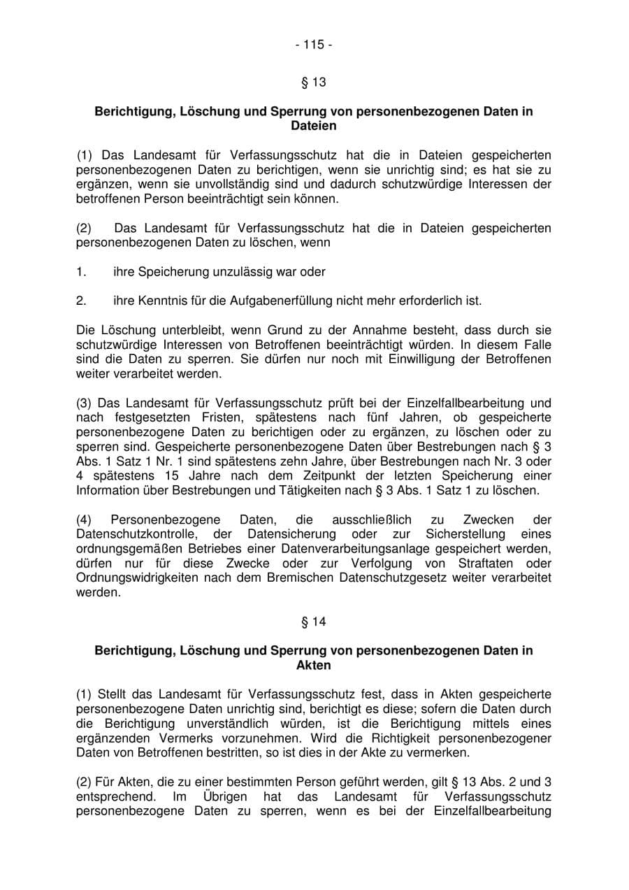 Seite 115 des Verfassungsschutzbericht 2006 Bremen