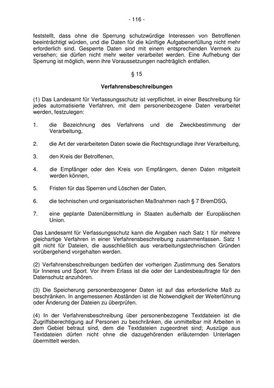 Seite 116 des Verfassungsschutzbericht 2006 Bremen