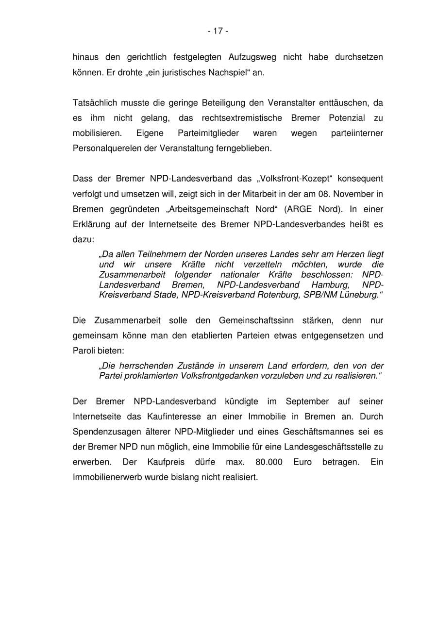 Seite 17 des Verfassungsschutzbericht 2006 Bremen