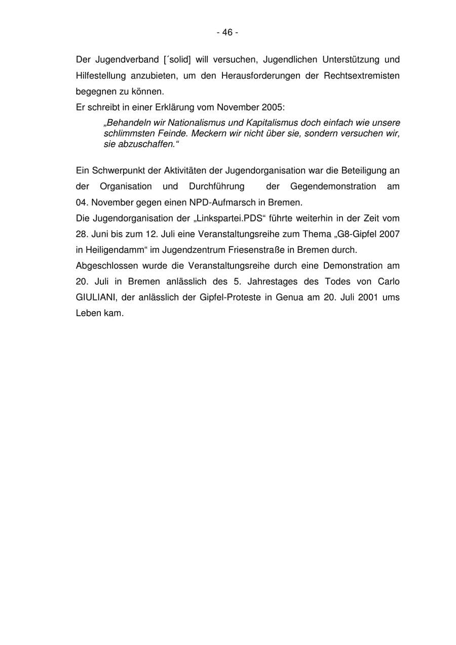 Seite 46 des Verfassungsschutzbericht 2006 Bremen